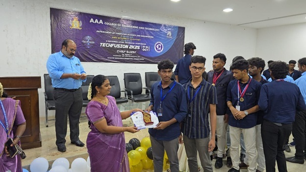 Mr. R. Pravinraj, Mr. H. Muhammad Abdulla, 2025-29 batch won I Prize (Shield) in the event “Prompt Royale” of 
TechFusion 2K25 at AAA College of Engineering and Technology, Sivakasi on 17.10.2025